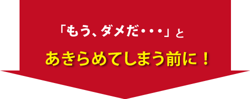 「もう、ダメだ…とあきらめてしまう前に！」